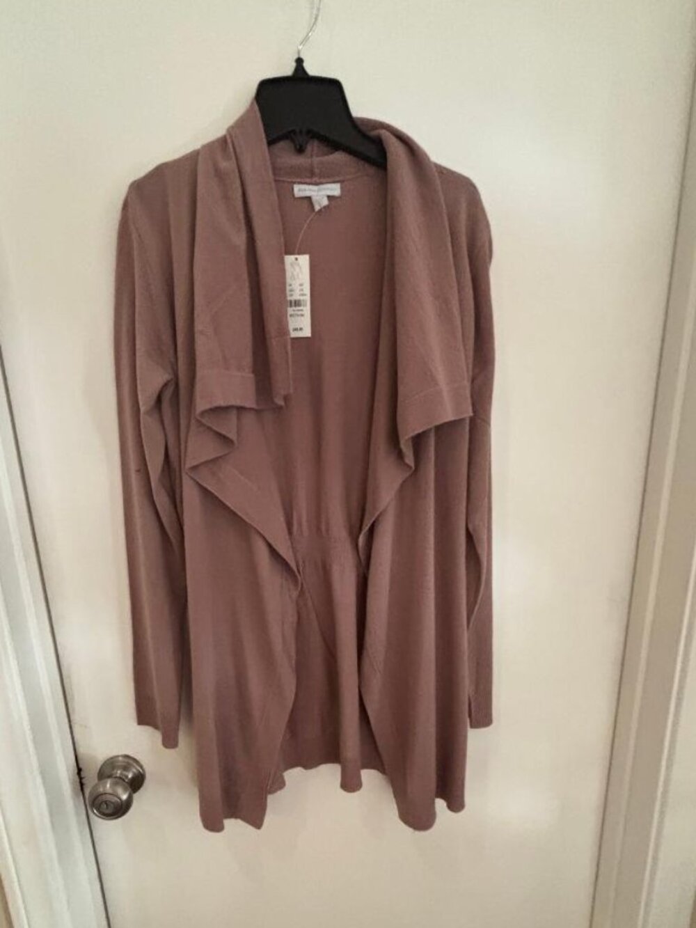 New York & Company M Open Front Long Sleeve Cardigan Dusty Rose NWT